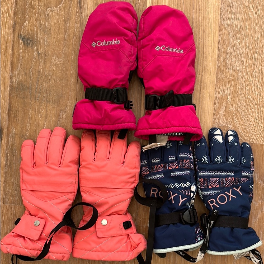 Columbia, Spyder, Roxy Kids Gloves/Mittens Set - Pink, Coral, and Navy